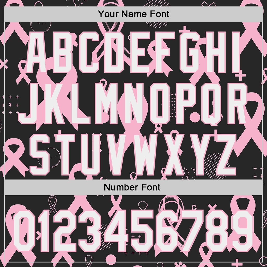 Custom Black White-Light Pink Breast Cancer Awareness Pink Ribbon Authentic Baseball Jersey