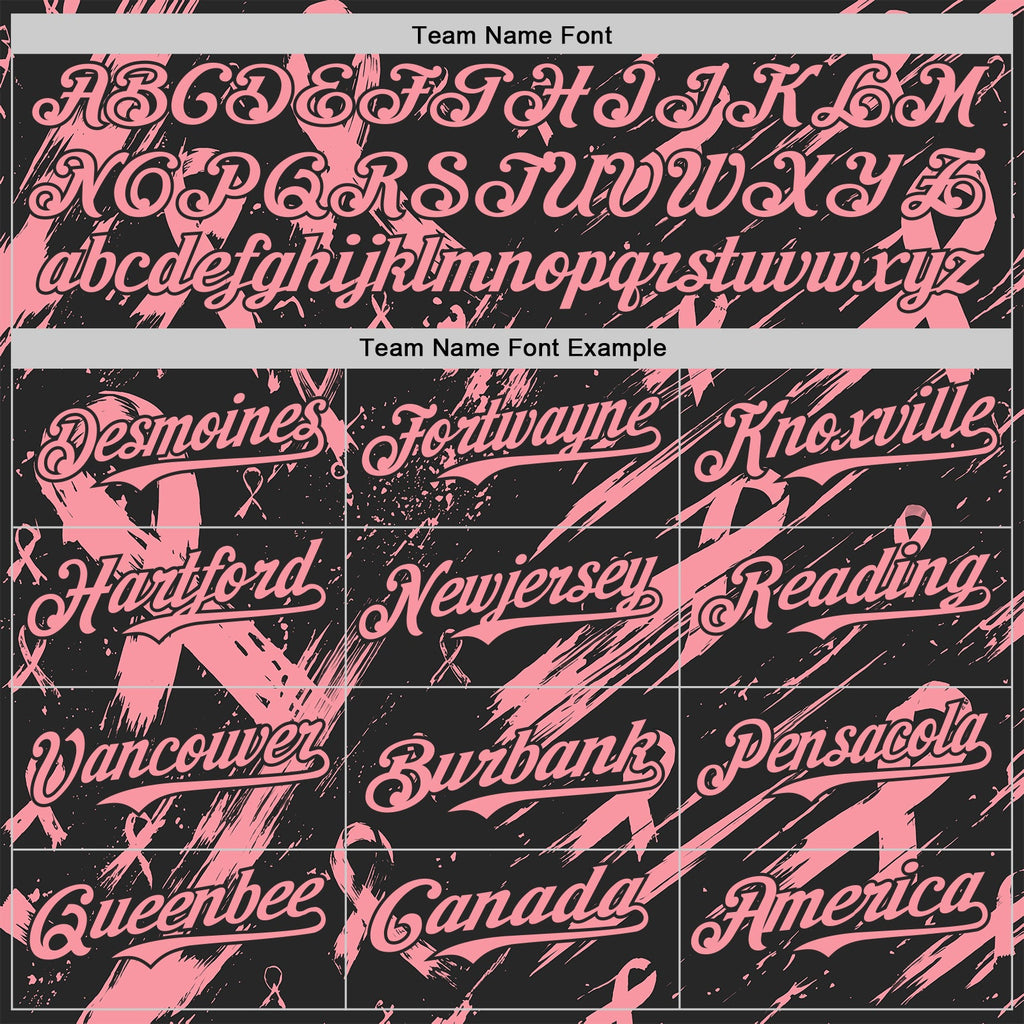 Custom Black-Medium Pink Breast Cancer Awareness Fight Pink Ribbon Authentic Baseball Jersey
