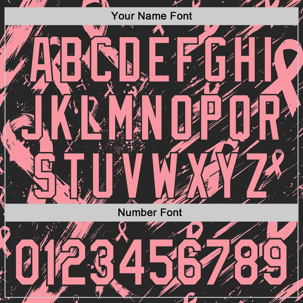 Custom Black-Medium Pink Breast Cancer Awareness Fight Pink Ribbon Authentic Baseball Jersey