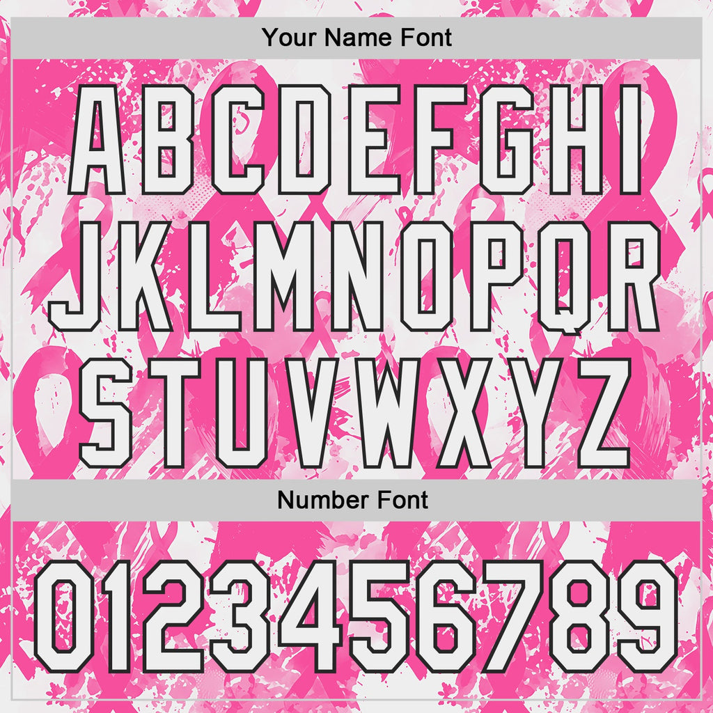 Custom White Pink-Black Breast Cancer Awareness Fight Pink Ribbon Authentic Baseball Jersey