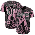 Custom Black Light Pink-White Breast Cancer Awareness Pink Ribbon Floral Authentic Baseball Jersey