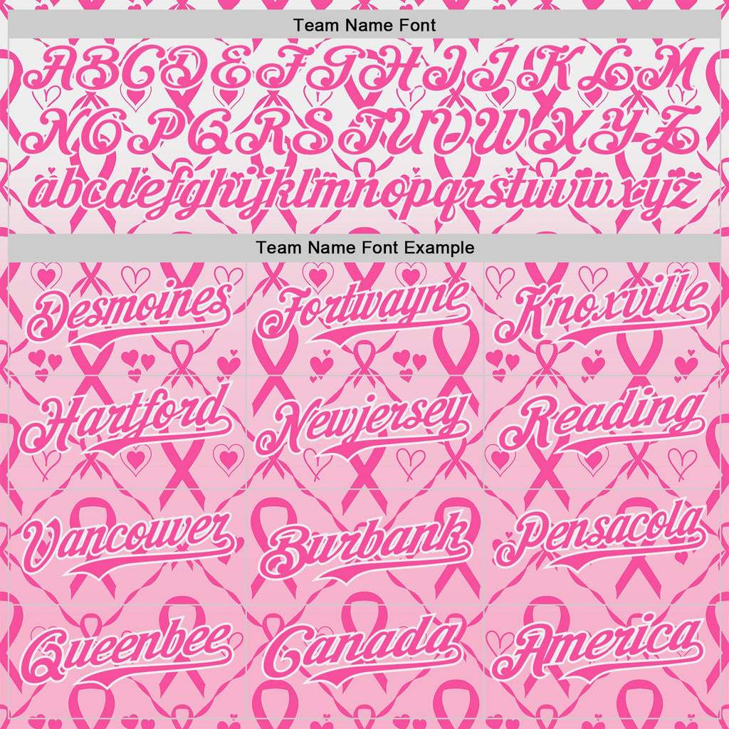Custom White-Pink Breast Cancer Awareness Support Pink Ribbon Authentic Baseball Jersey