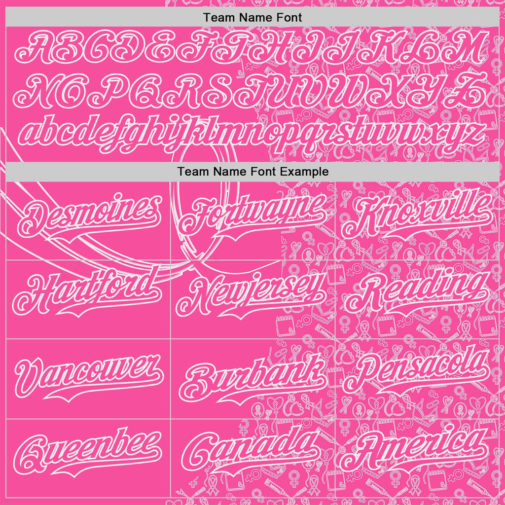 Custom Pink-White Breast Cancer Awareness Support Pink Ribbon Authentic Baseball Jersey