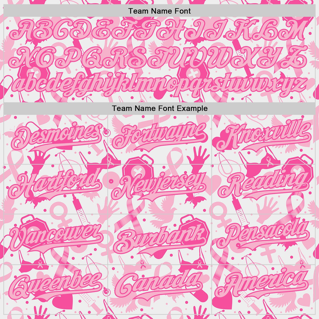 Custom White Light Pink-Pink Breast Cancer Awareness Support Pink Ribbon Authentic Baseball Jersey