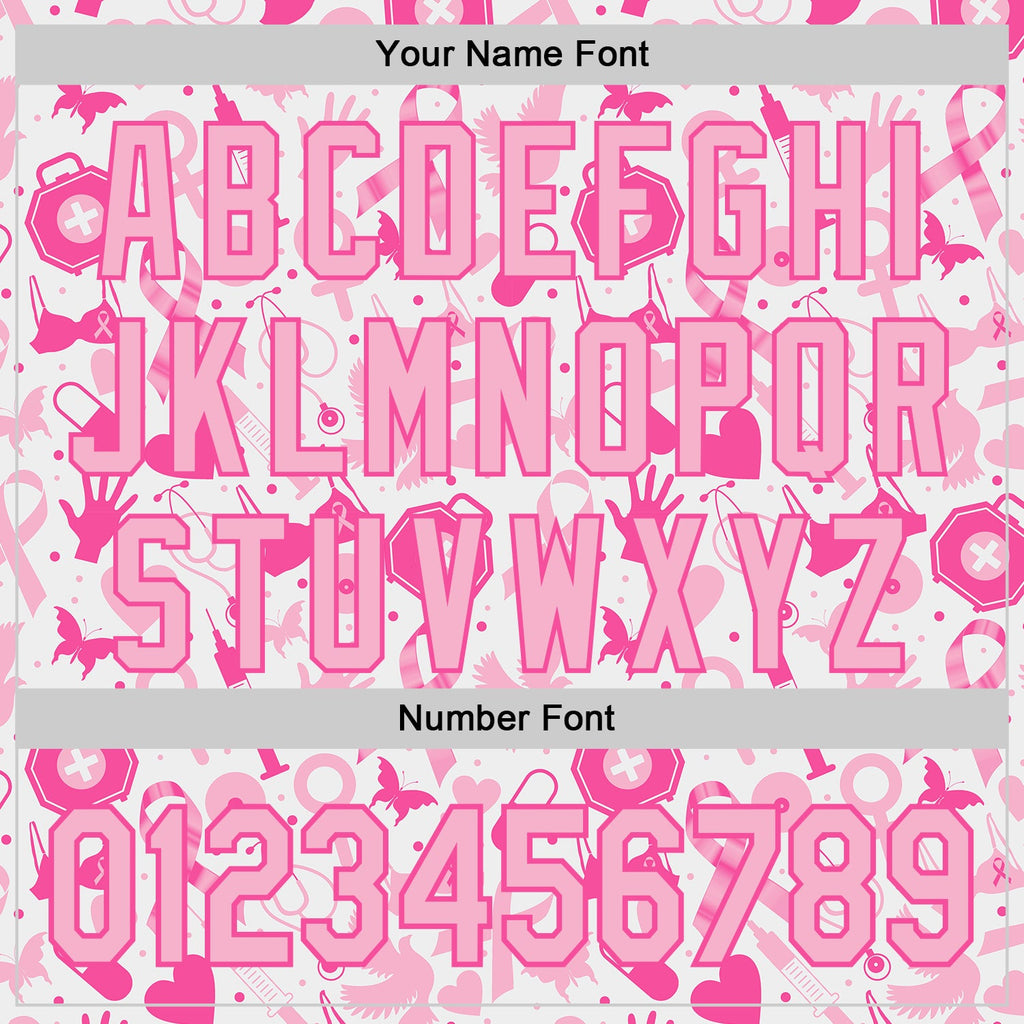 Custom White Light Pink-Pink Breast Cancer Awareness Support Pink Ribbon Authentic Baseball Jersey