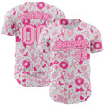 Custom White Light Pink-Pink Breast Cancer Awareness Support Pink Ribbon Authentic Baseball Jersey