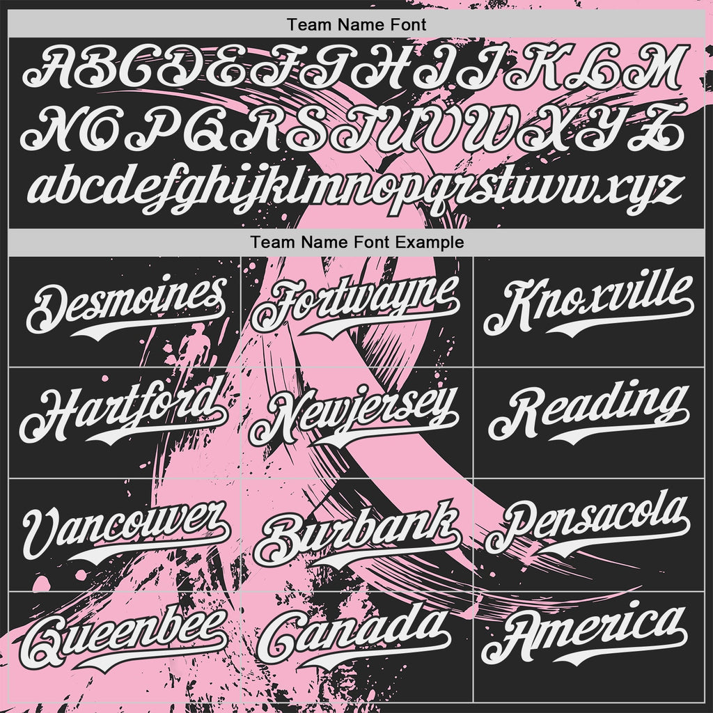 Custom Black White-Light Pink Breast Cancer Awareness Fight Pink Ribbon Authentic Baseball Jersey