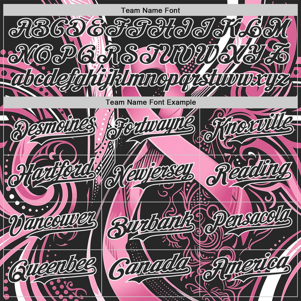 Custom Black Pink-White Breast Cancer Awareness Fight Pink Ribbon Authentic Baseball Jersey