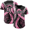 Custom Black Pink-White Breast Cancer Awareness Fight Pink Ribbon Authentic Baseball Jersey