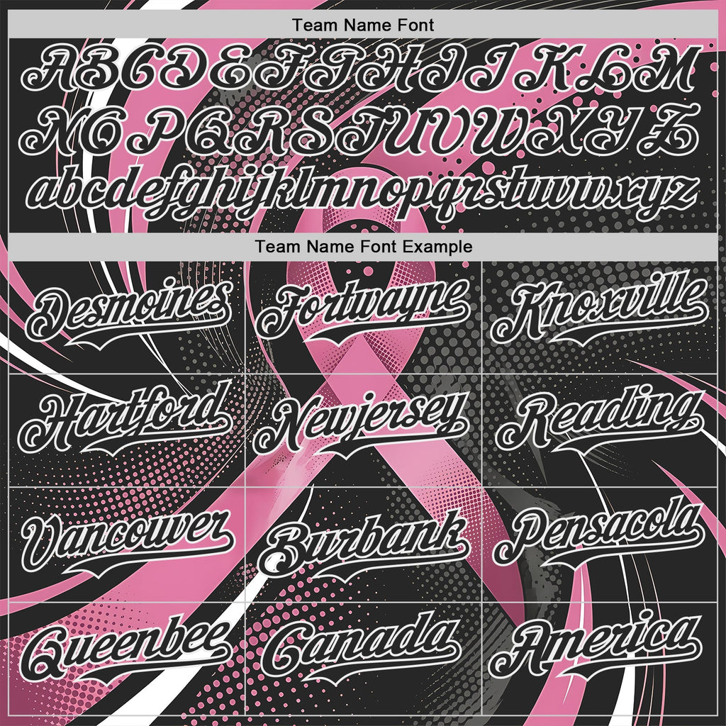 Custom Black Pink-White Breast Cancer Awareness Pink Ribbon Gradient Dot Authentic Baseball Jersey