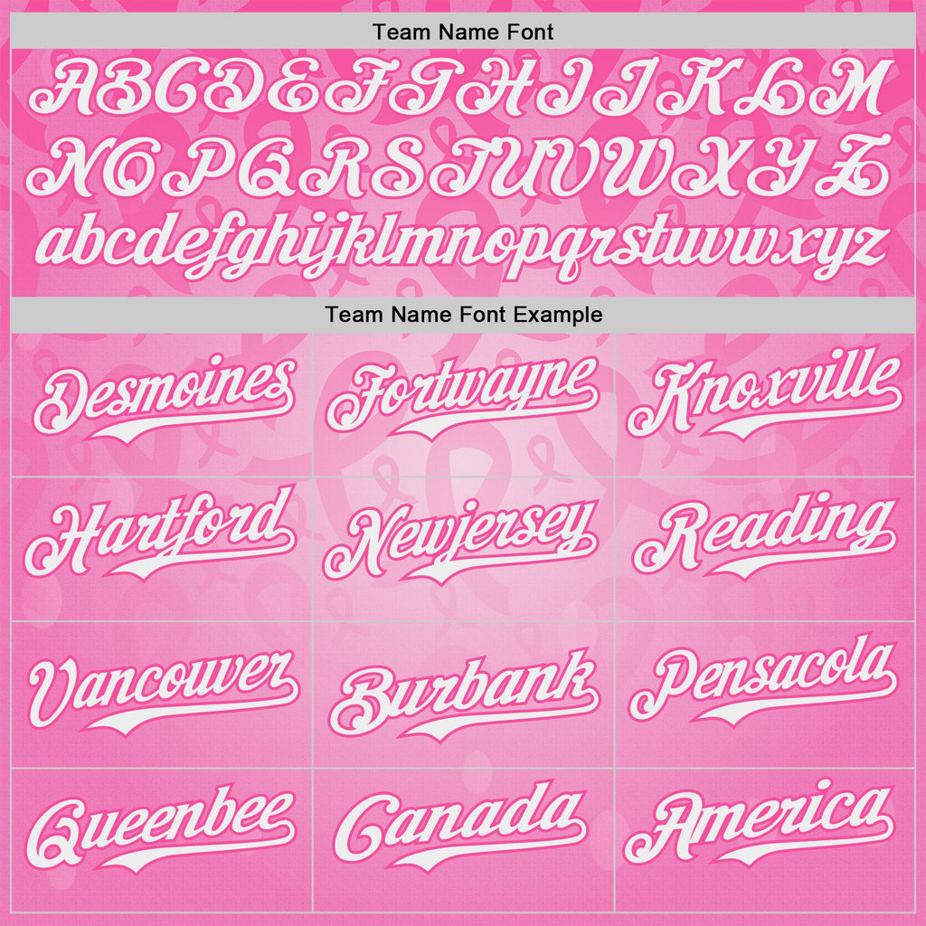 Custom Pink-White Breast Cancer Awareness Pink Ribbon Support Authentic Baseball Jersey