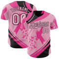 Custom Light Pink-Black Breast Cancer Awareness Pink Ribbon Butterfly Authentic Baseball Jersey