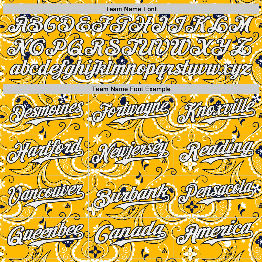 Custom Gold White-Black Burning Man Paisley Bandana Rave Authentic Baseball Jersey