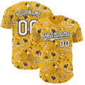 Custom Gold White-Black Burning Man Paisley Bandana Rave Authentic Baseball Jersey