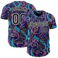 Custom Navy Black Purple Blue-White Burning Man Paisley Bandana Rave Authentic Baseball Jersey