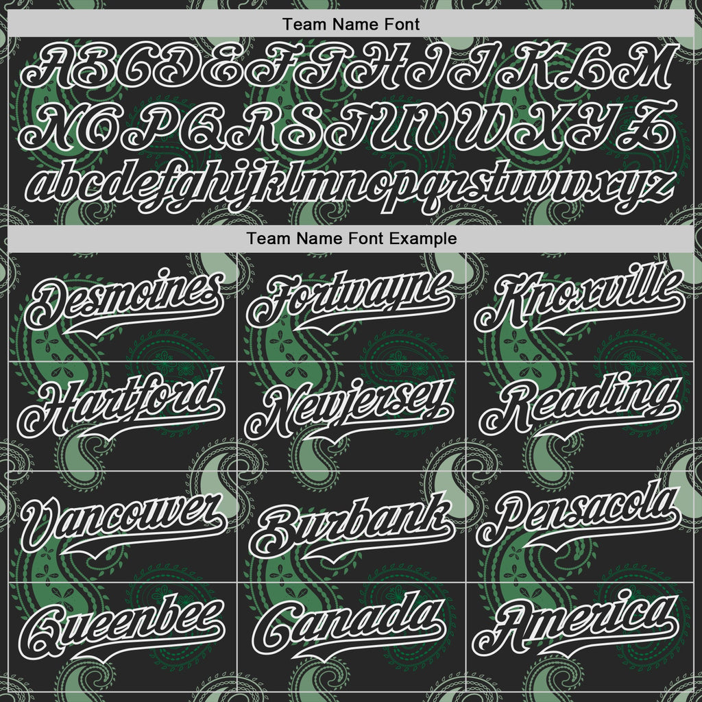 Custom Black Green-White Burning Man Paisley Bandana Rave Authentic Baseball Jersey
