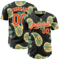 Custom Black Orange Yellow Green-White Burning Man Paisley Bandana Rave Authentic Baseball Jersey