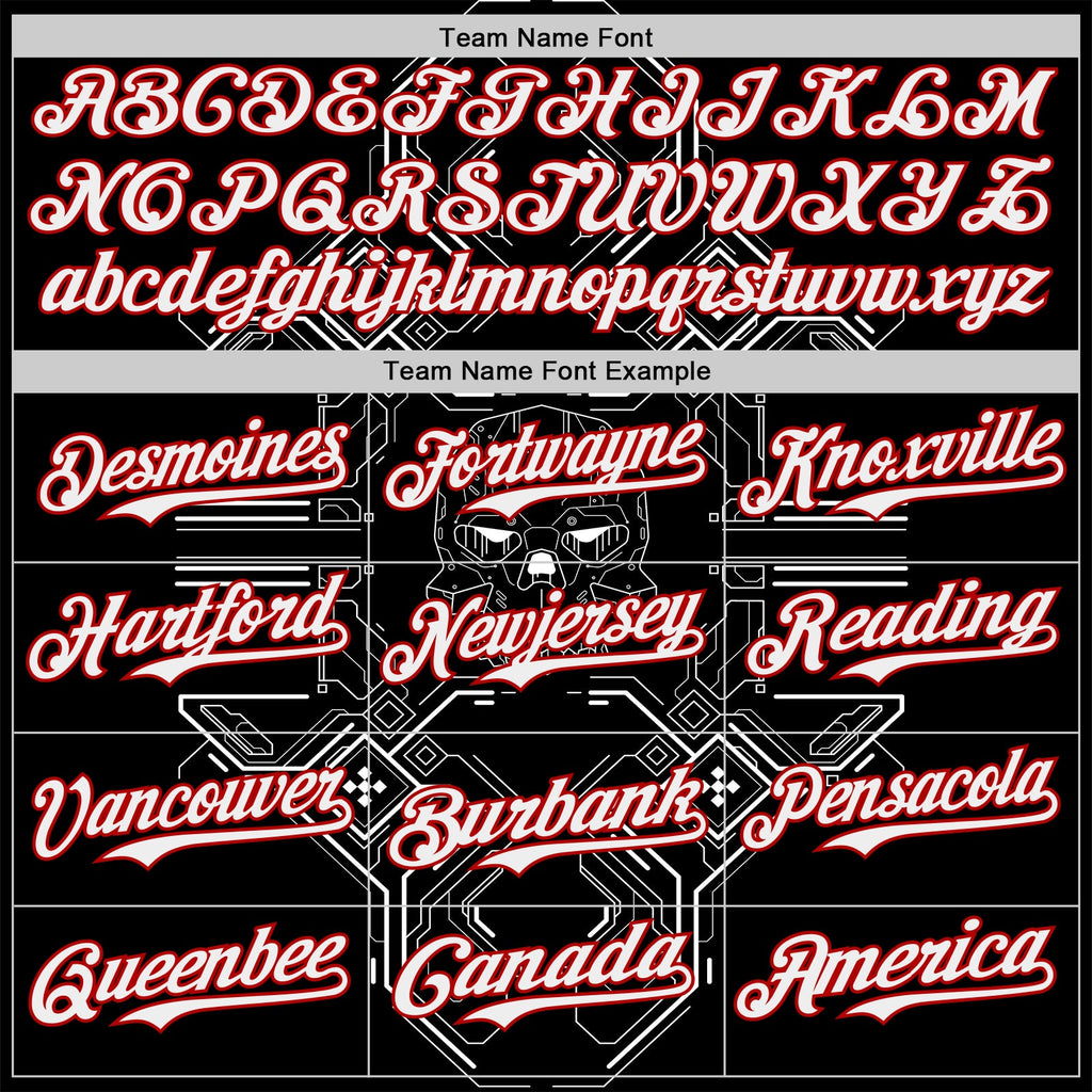 Custom Black White-Red Cyberpunk Futuristic Rave Authentic Baseball Jersey