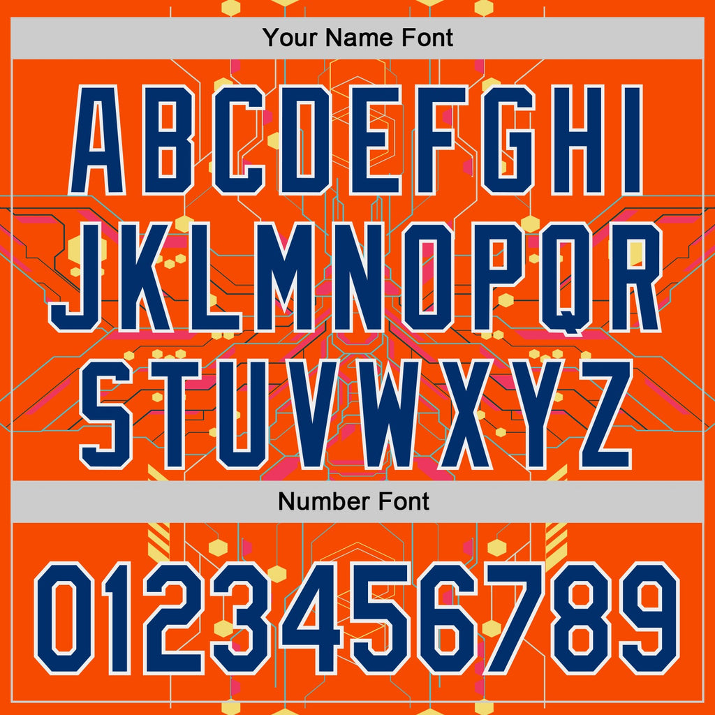 Custom Orange US Navy Blue Gold-White Cyberpunk Futuristic Rave Authentic Baseball Jersey