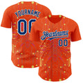 Custom Orange US Navy Blue Gold-White Cyberpunk Futuristic Rave Authentic Baseball Jersey