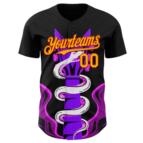 Custom Black Gold Purple Pink-Red Psychedelic Music Festival Rave Authentic Baseball Jersey