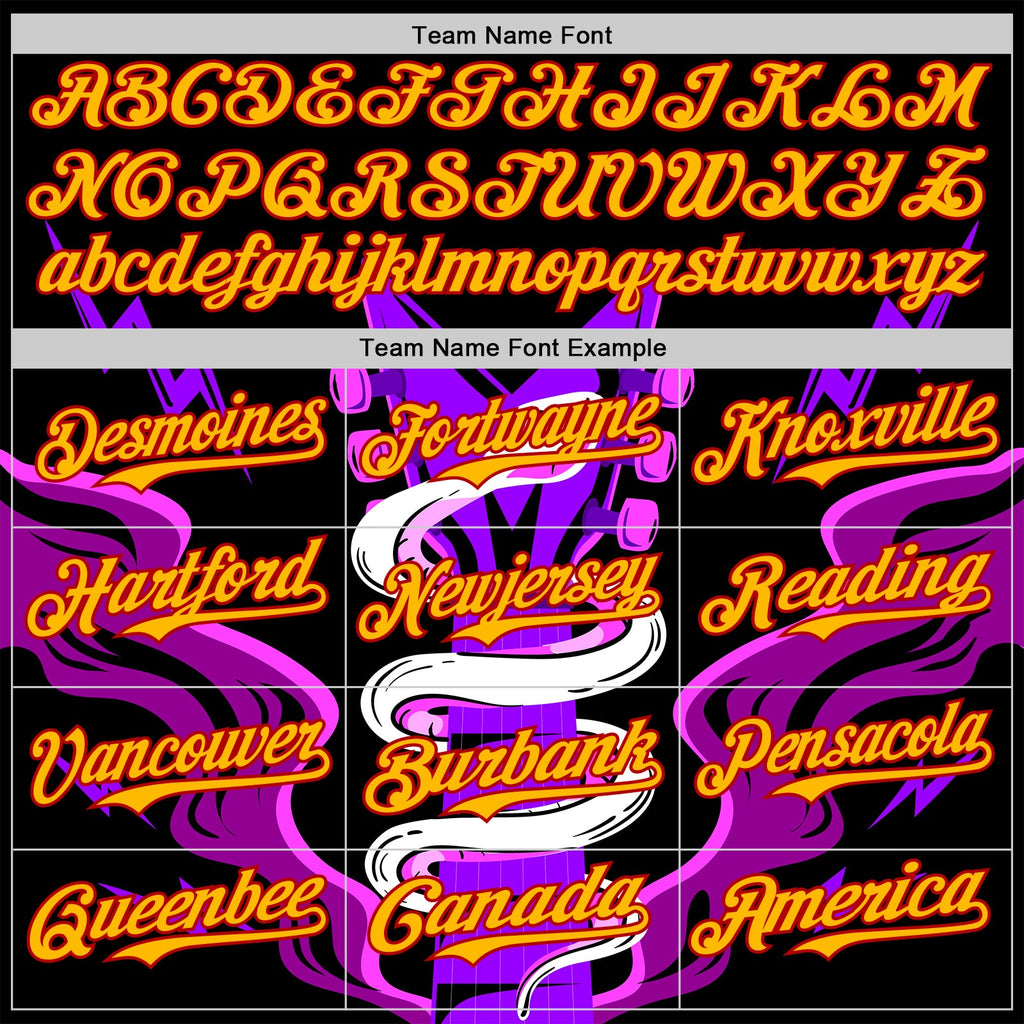 Custom Black Gold Purple Pink-Red Psychedelic Music Festival Rave Authentic Baseball Jersey