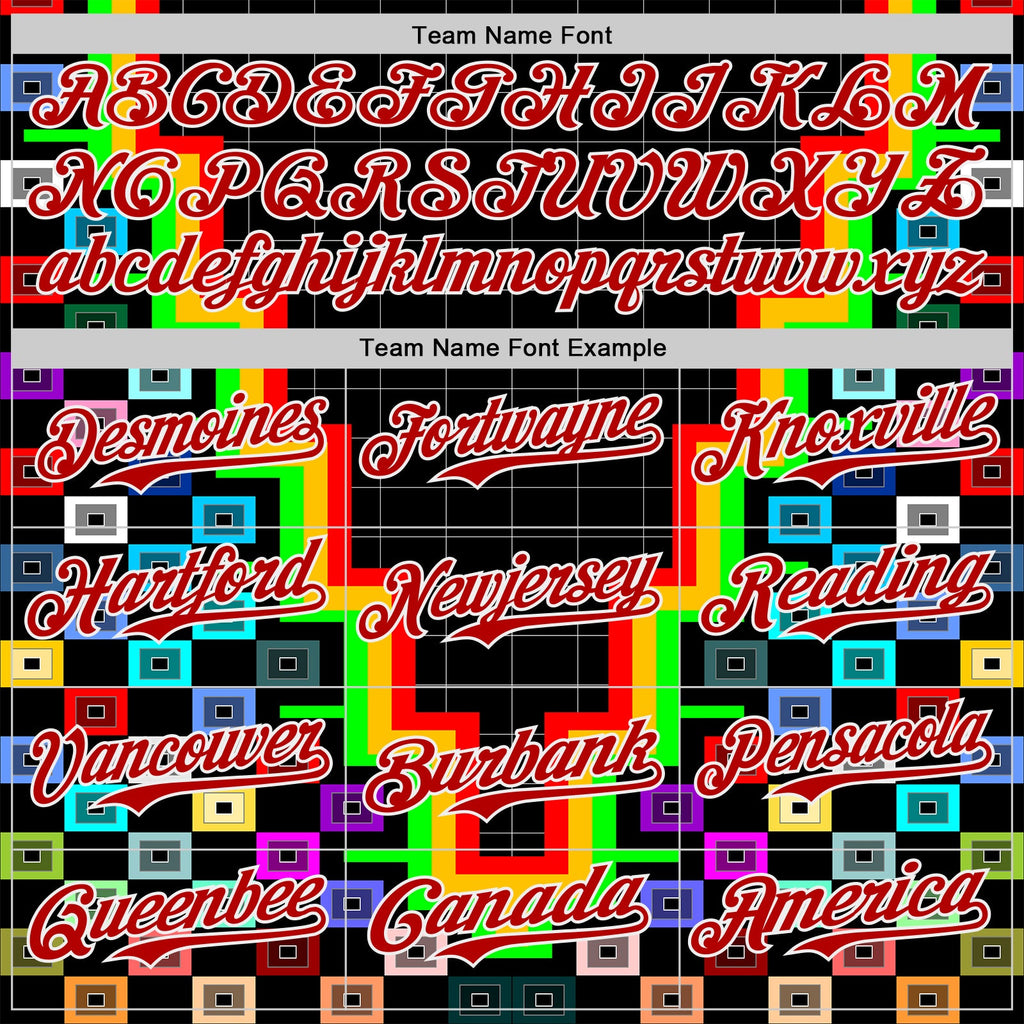 Custom Black Red-White Vaporwave Pixel Geometric Authentic Baseball Jersey