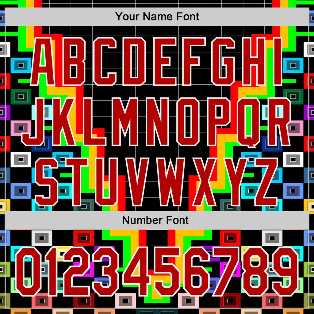 Custom Black Red-White Vaporwave Pixel Geometric Authentic Baseball Jersey
