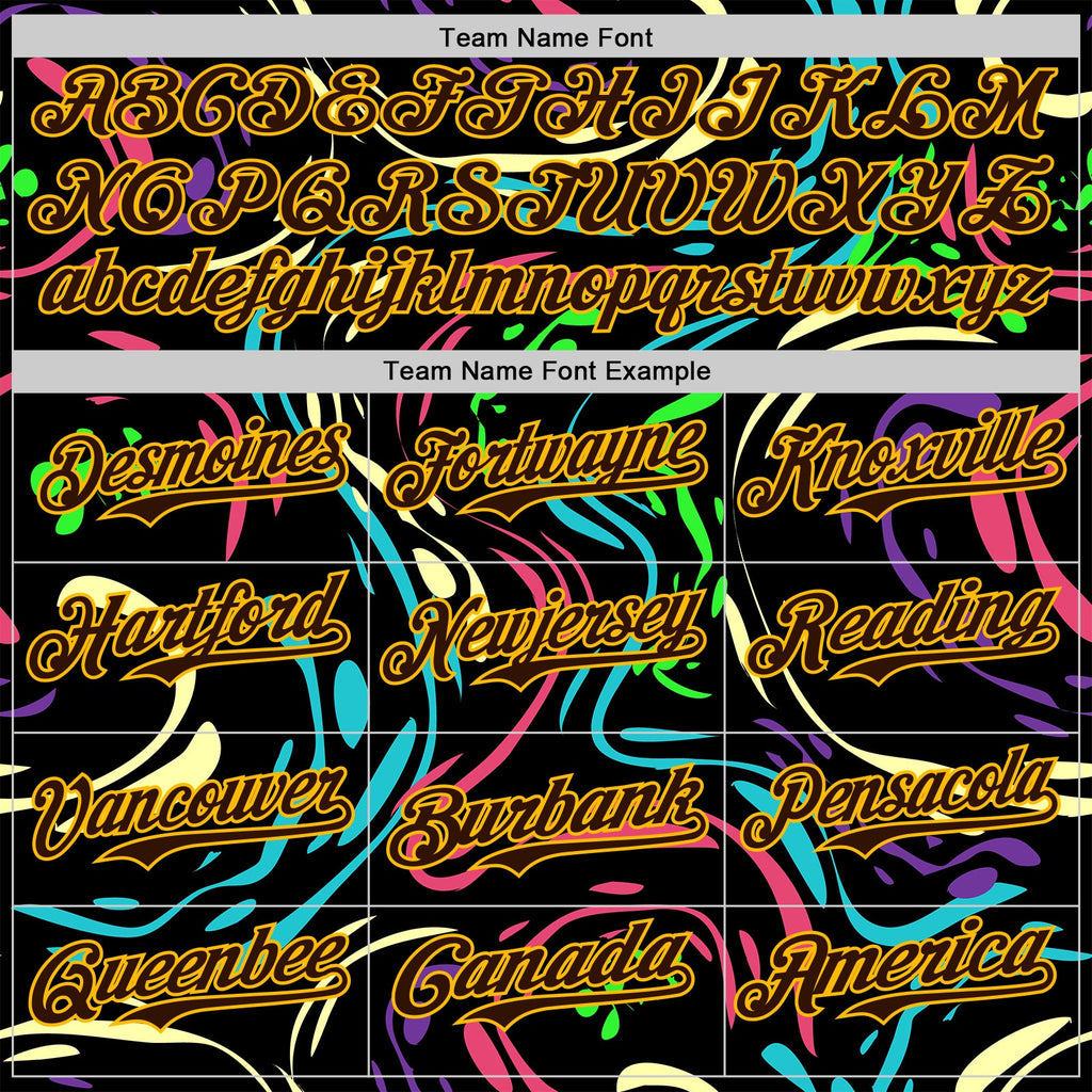 Custom Black Brown-Gold Burning Man Trippy Fluid Liquid Authentic Baseball Jersey