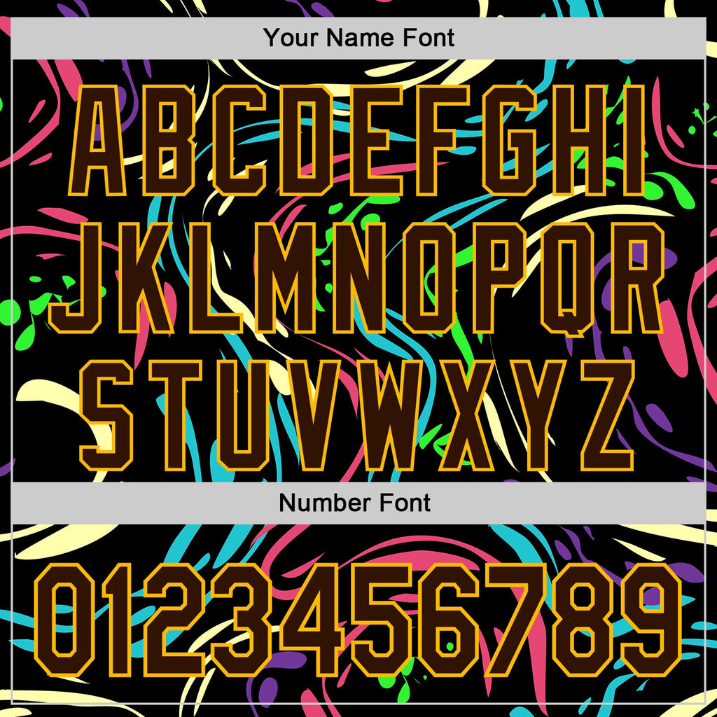 Custom Black Brown-Gold Burning Man Trippy Fluid Liquid Authentic Baseball Jersey