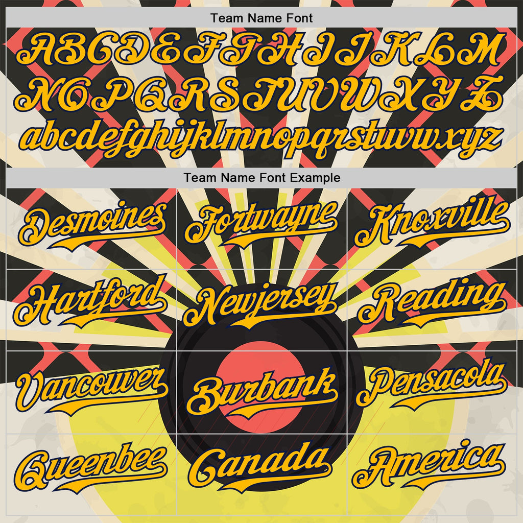Custom Gold-Navy Burning Man Music Record Authentic Baseball Jersey