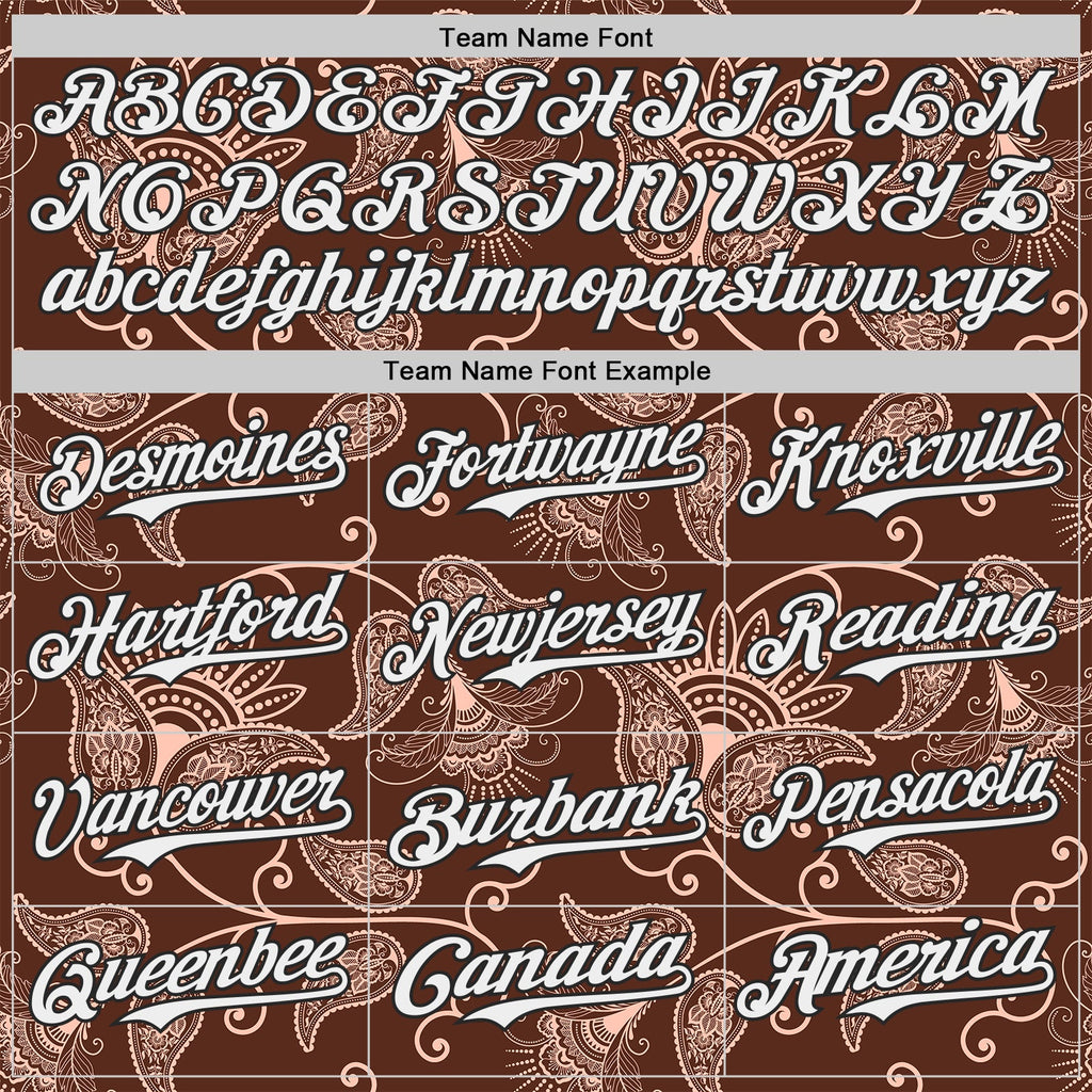 Custom Brown White-Black Burning Man Paisley Bandana Rave Authentic Baseball Jersey