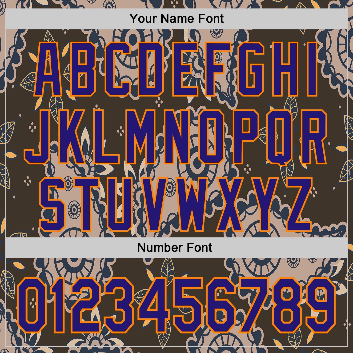 Custom Brown Dark Purple-Bay Orange Burning Man Paisley Bandana Rave Authentic Baseball Jersey