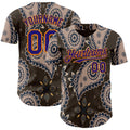 Custom Brown Dark Purple-Bay Orange Burning Man Paisley Bandana Rave Authentic Baseball Jersey