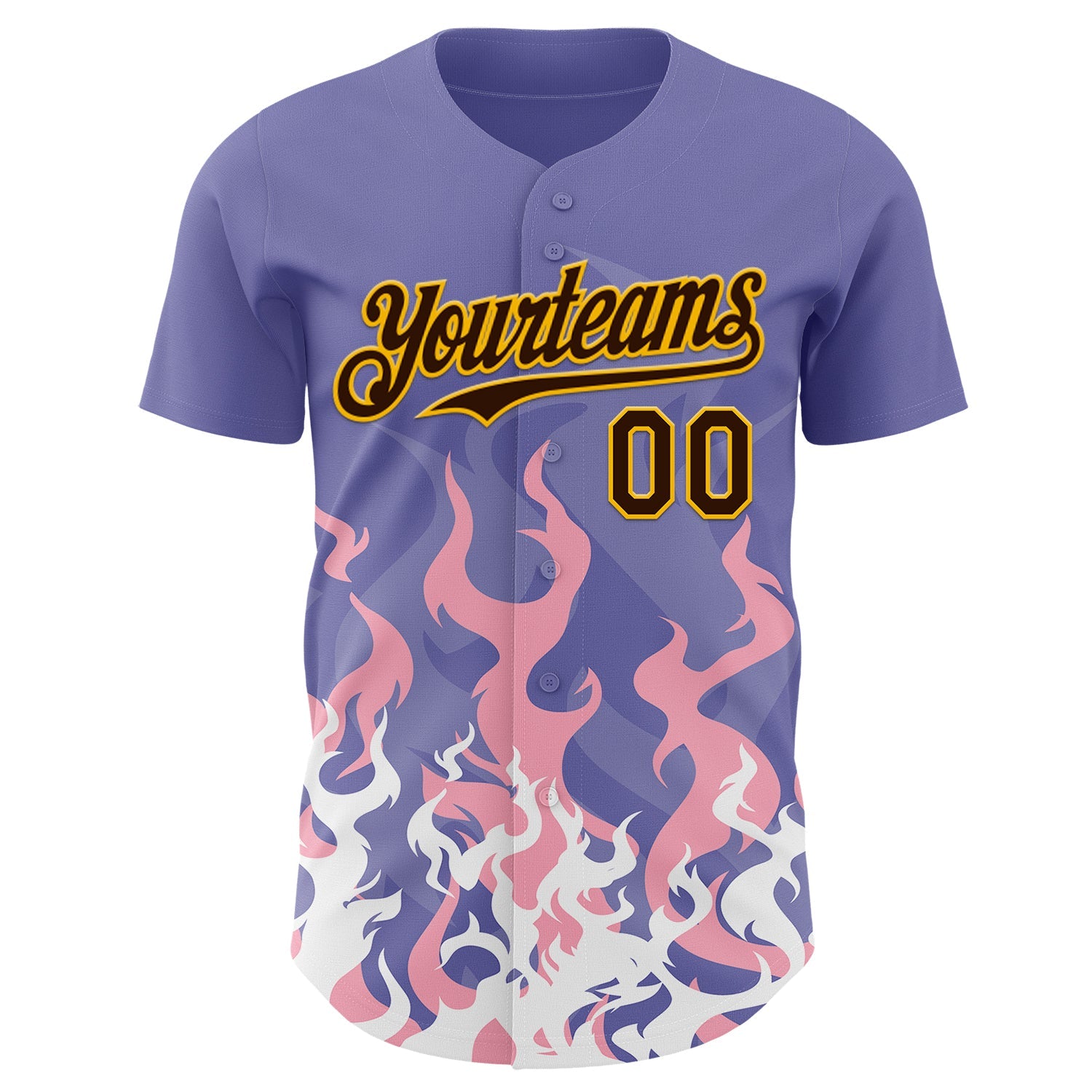 Custom Purple Brown Pink-Gold Burning Man Fire Desert Authentic Baseball Jersey