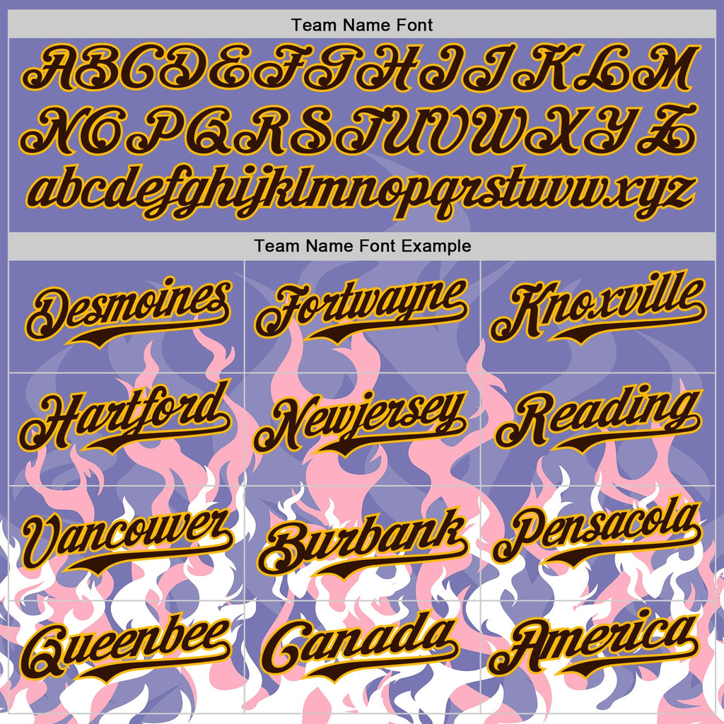 Custom Purple Brown Pink-Gold Burning Man Fire Desert Authentic Baseball Jersey