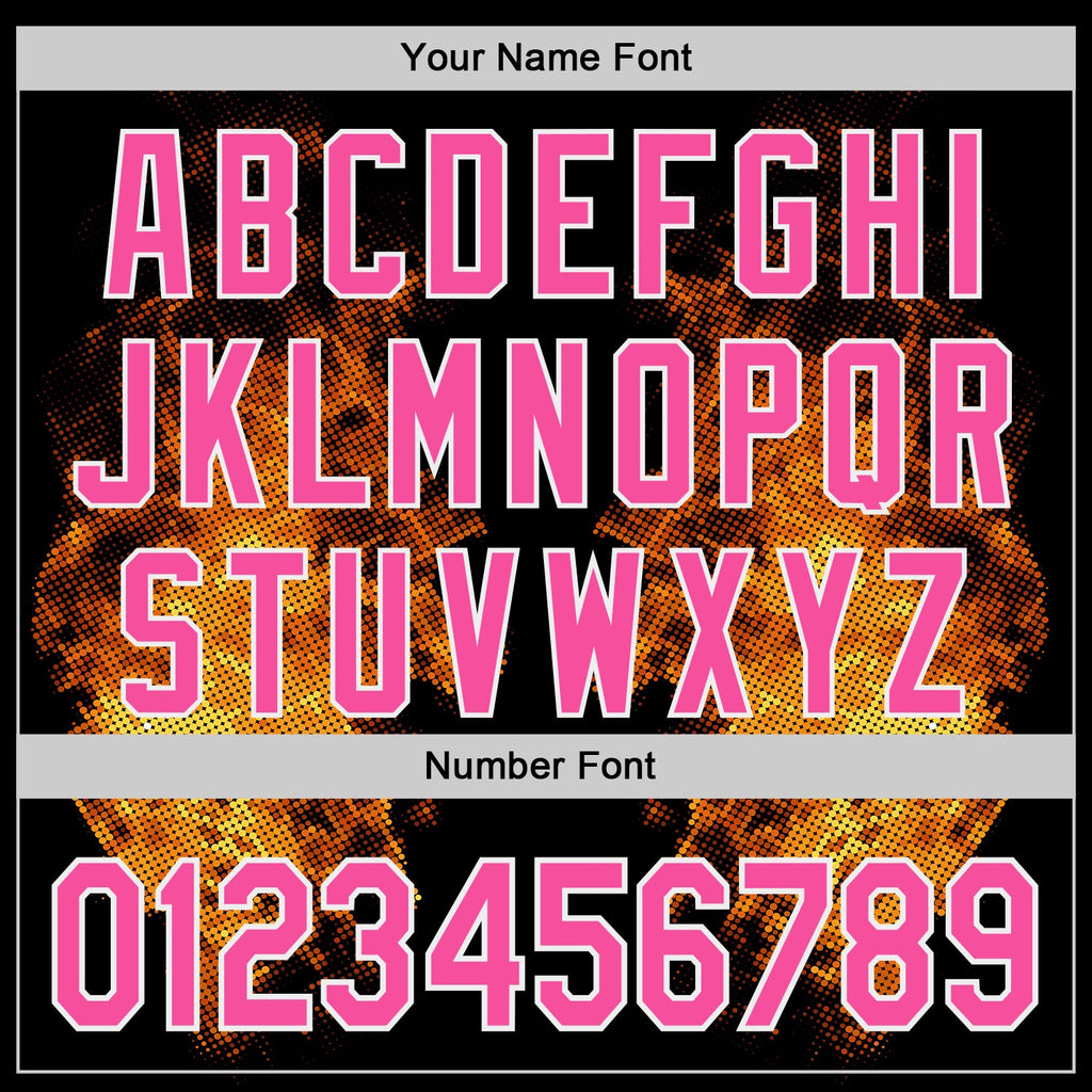 Custom Black Pink Yellow-White Burning Man Fire Authentic Baseball Jersey