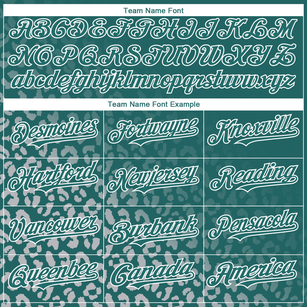 Custom Teal White 3D Pattern Design Leopard Print Fade Fashion Authentic Baseball Jersey