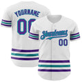 Custom White Purple-Teal Line Authentic Baseball Jersey