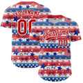 Custom White Red-Royal 3D American Flag Patriotic Authentic Baseball Jersey