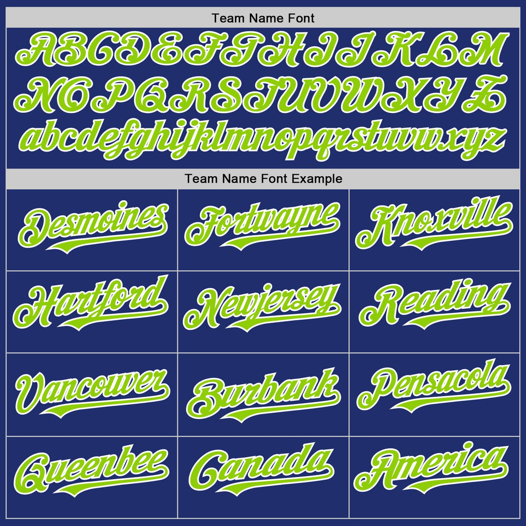 Custom Royal Neon Green-White Line Authentic Baseball Jersey