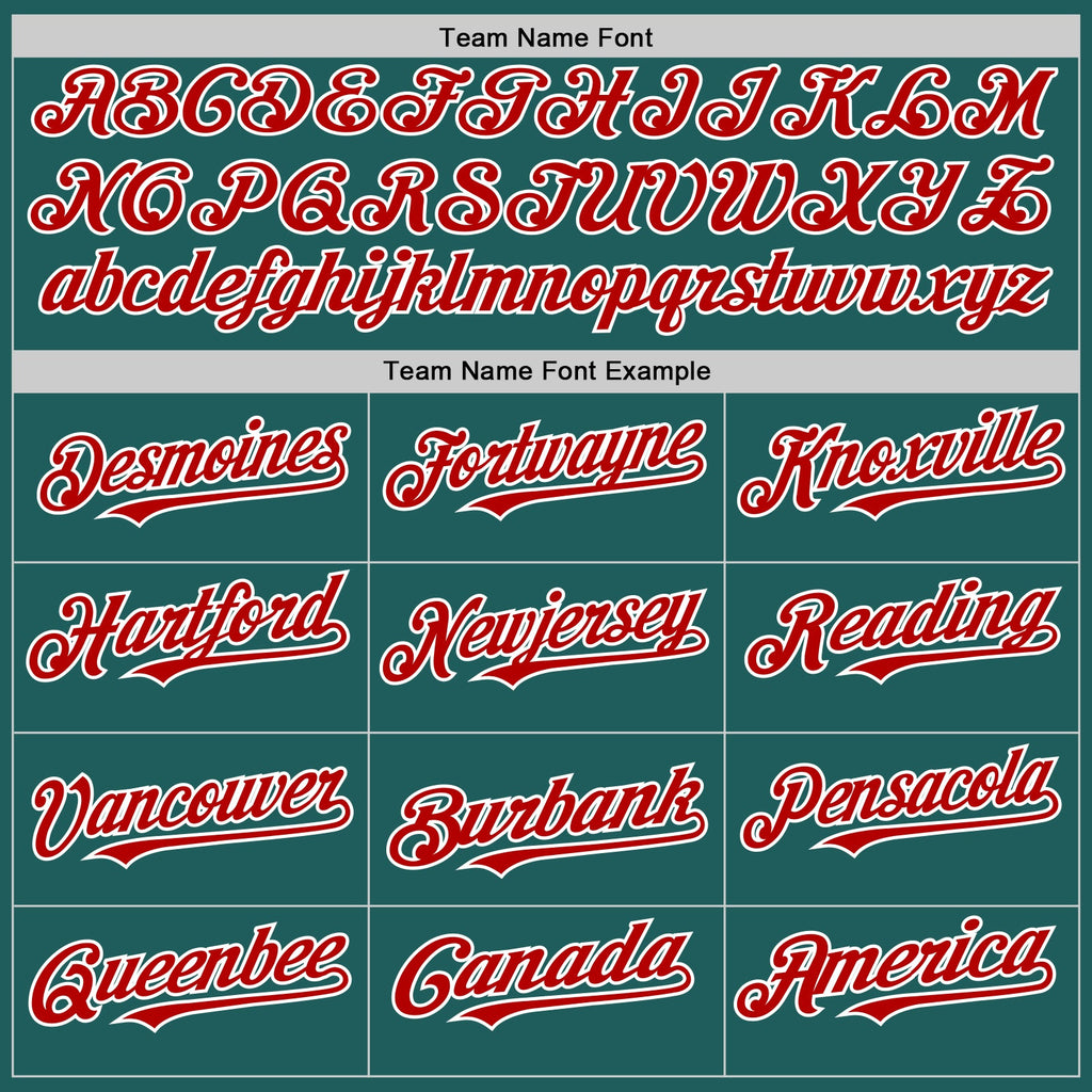 Custom Teal Red-White Line Authentic Baseball Jersey