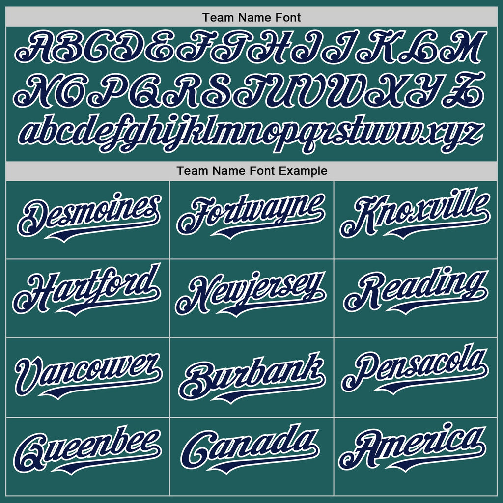 Custom Teal Navy-White Line Authentic Baseball Jersey