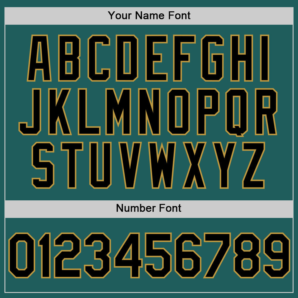 Custom Teal Black-Old Gold Line Authentic Baseball Jersey