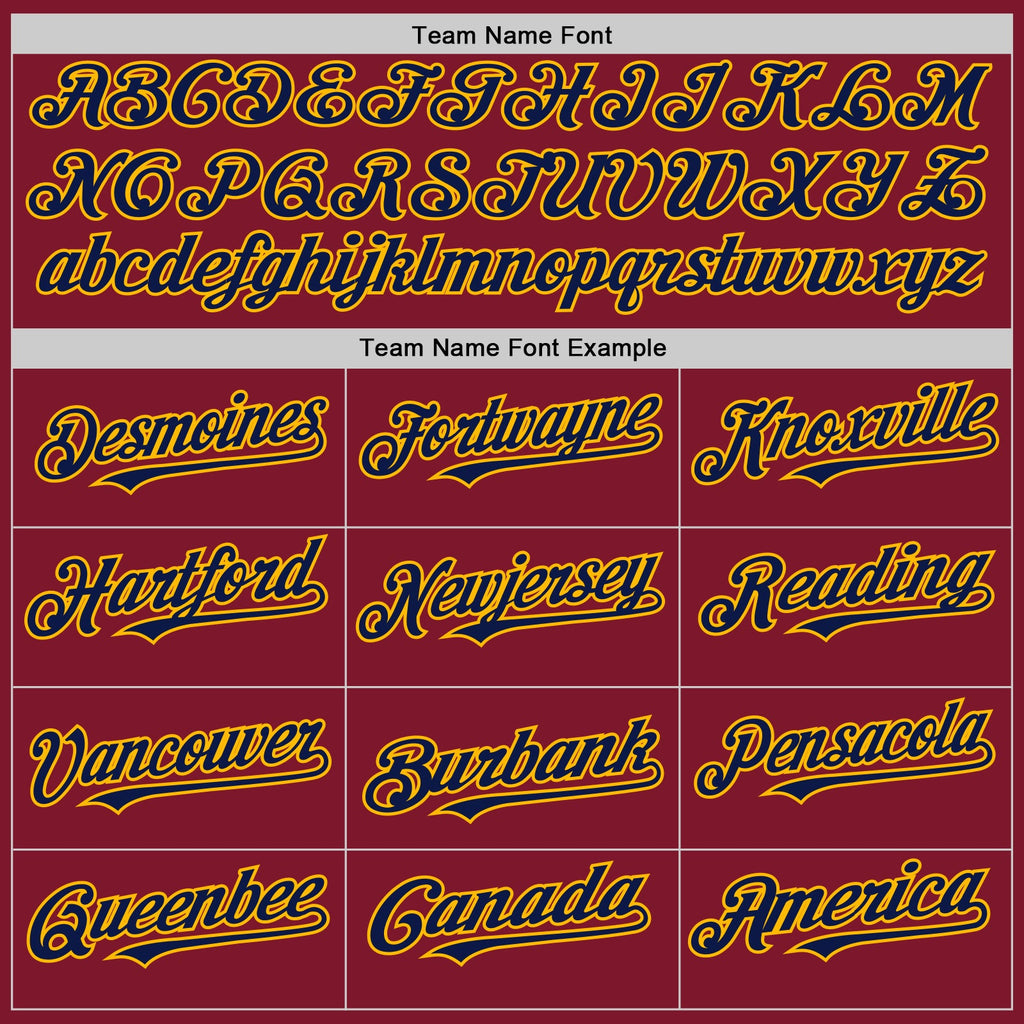 Custom Crimson Navy-Gold Line Authentic Baseball Jersey