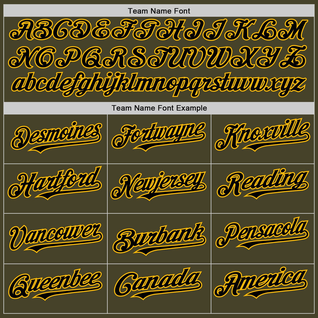 Custom Olive Black-Gold Line Authentic Salute To Service Baseball Jersey