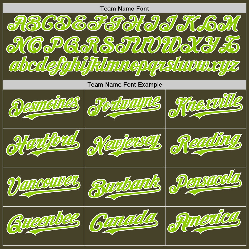 Custom Olive Neon Green-White Line Authentic Salute To Service Baseball Jersey