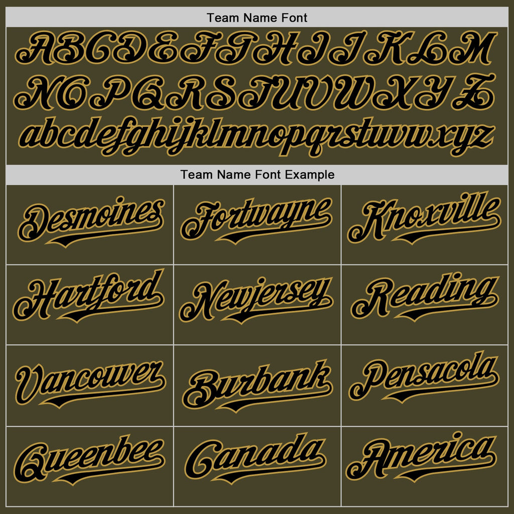 Custom Olive Black-Old Gold Line Authentic Salute To Service Baseball Jersey