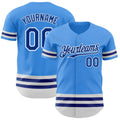 Custom Electric Blue Royal-White Line Authentic Baseball Jersey