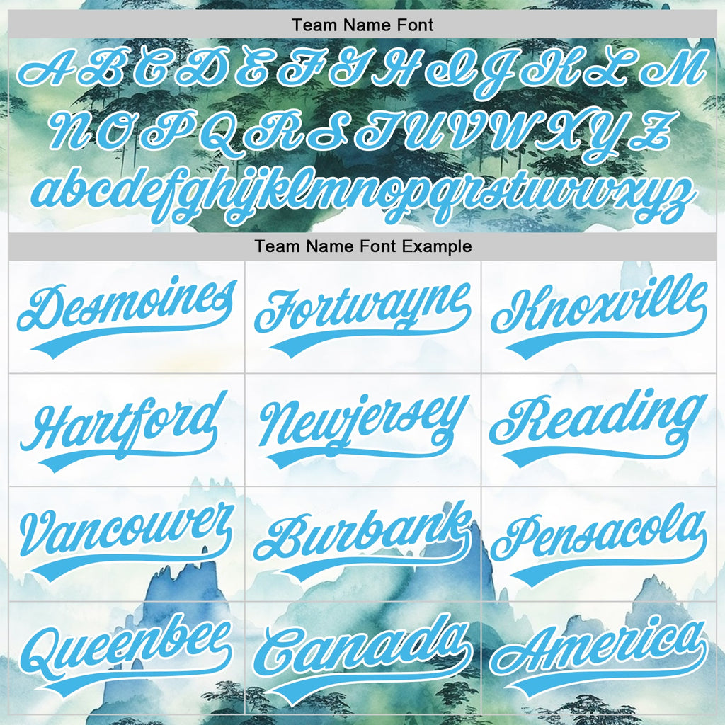 Custom White Sky Blue 3D Pattern Design Mountains Landscape Authentic Baseball Jersey